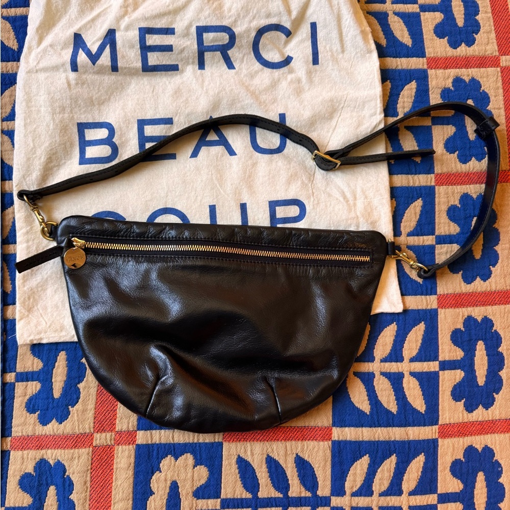Clare V Black Leather Crossbody with Gold Accents - Picture 5 of 6